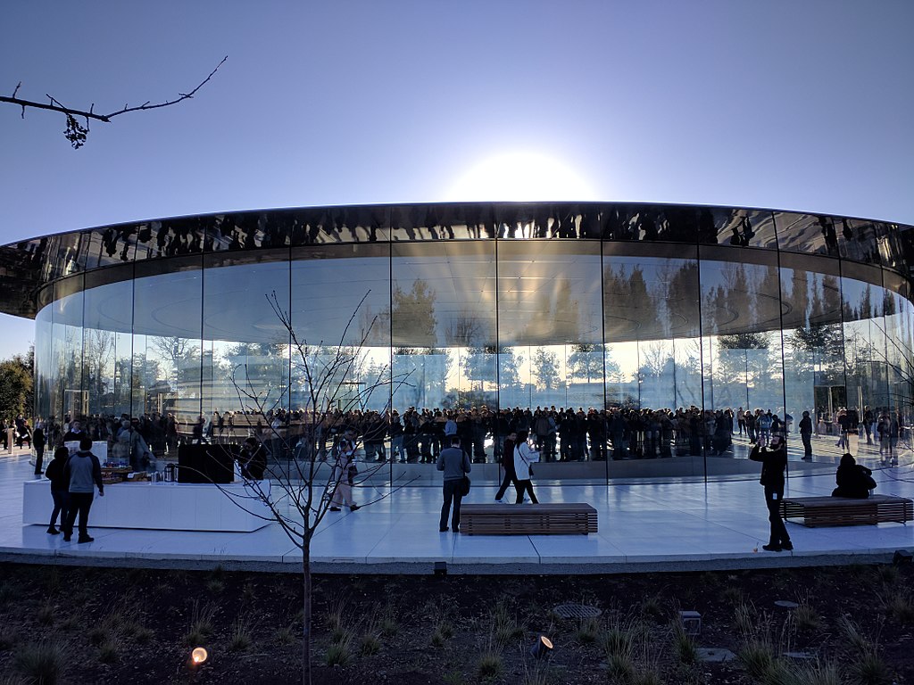 Glass windows and doors at Apple Park - Steve Jobs Theater