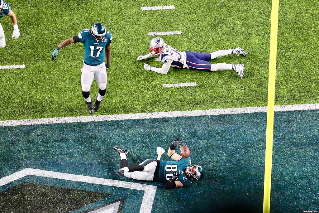 Zach Ertz of the Philadelphia Eagles scored the game-winning touchdown in Super Bowl LII.