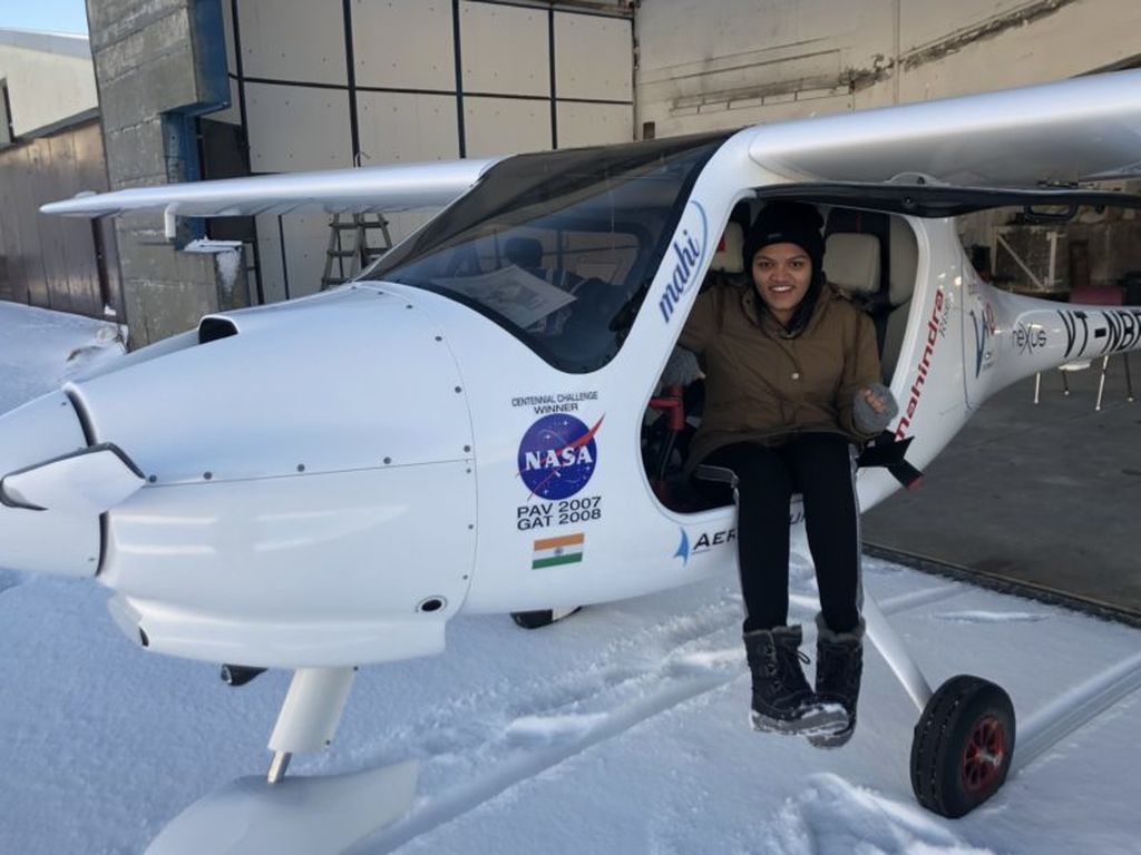 Aarohi Pandit in light sport aircraft.