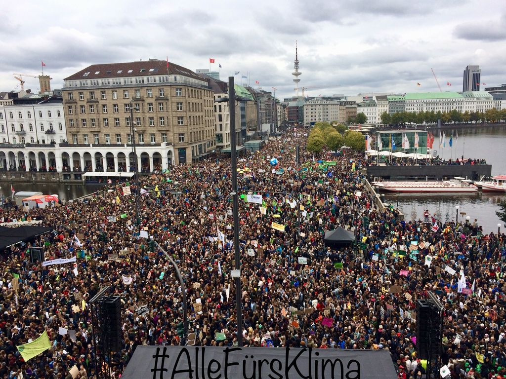 Climate protesters take action in Hamburg, Germany on September 20, 2019.