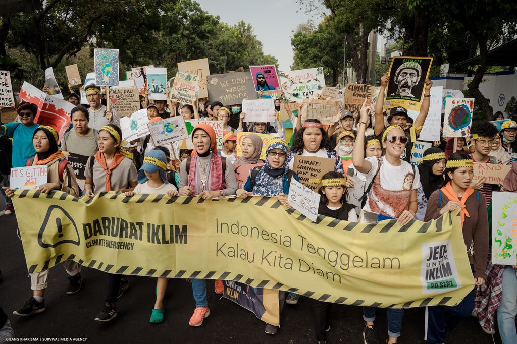 Climate protesters take action in Jakarta, Indonesia on September 20, 2019.