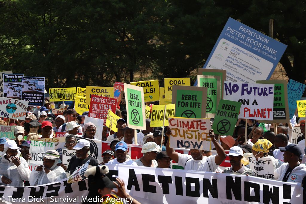 Climate protesters take action in Johannesburg, South Africa on September 20, 2019.