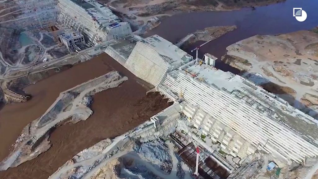 Grand Ethiopian Renaissance Dam, aerial view.