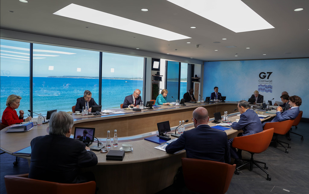 12/06/2021. Carbis Bay, United Kingdom. Prime Minister Boris Johnson G7 Leaders Summit Day Two. The Prime Minister Boris Johnson chairs the G7 Summit in Carbis Bay, Cornwall. Picture by Andrew Parsons / No 10 Downing Street