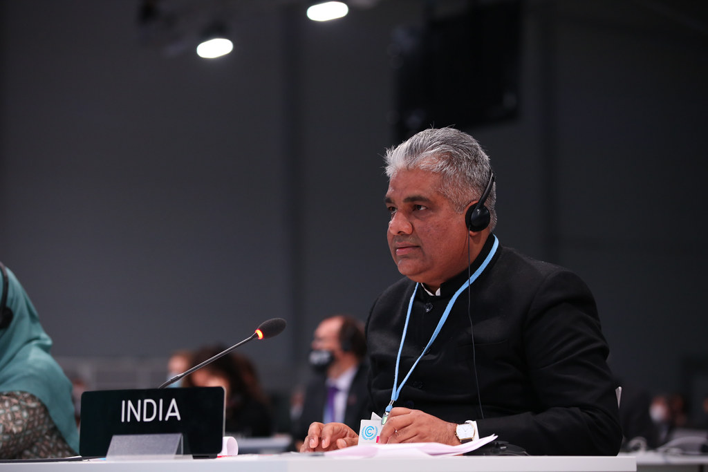 Indian representative at the final session of the COP26.