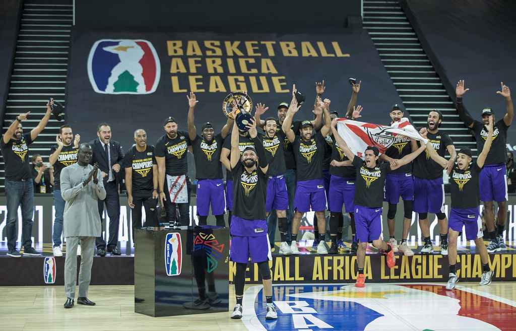 Egypt's Zamalek team celebrate after winning the first BAL championship on May 30, 2021.