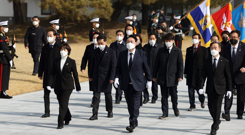 Republic of Korea president-electe Yoon Suk Yeol visits Seoul National Cemetery on March 10, 2022.