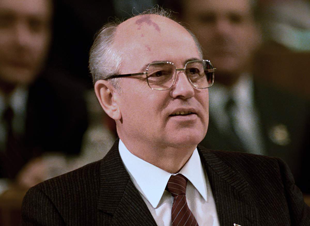 General Secretary of the CPSU Central Committee Mikhail Gorbachev speaking at the 20th Congress of the VLKSM.