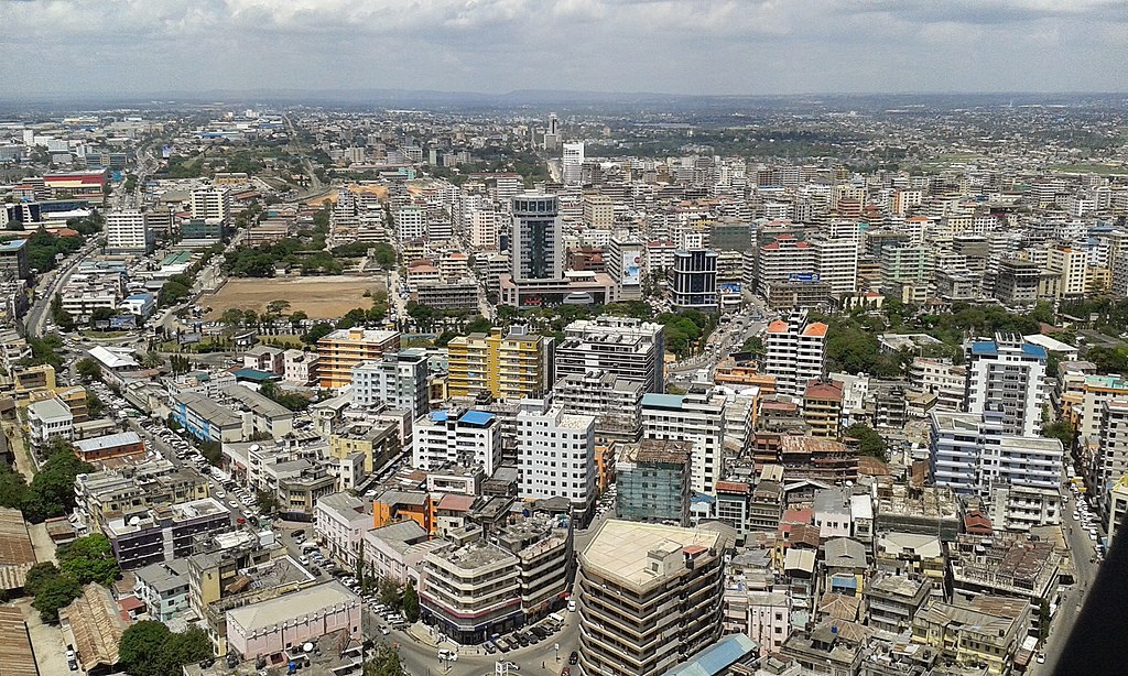 Aerial view of the city of Dar es Salaam in 2014.