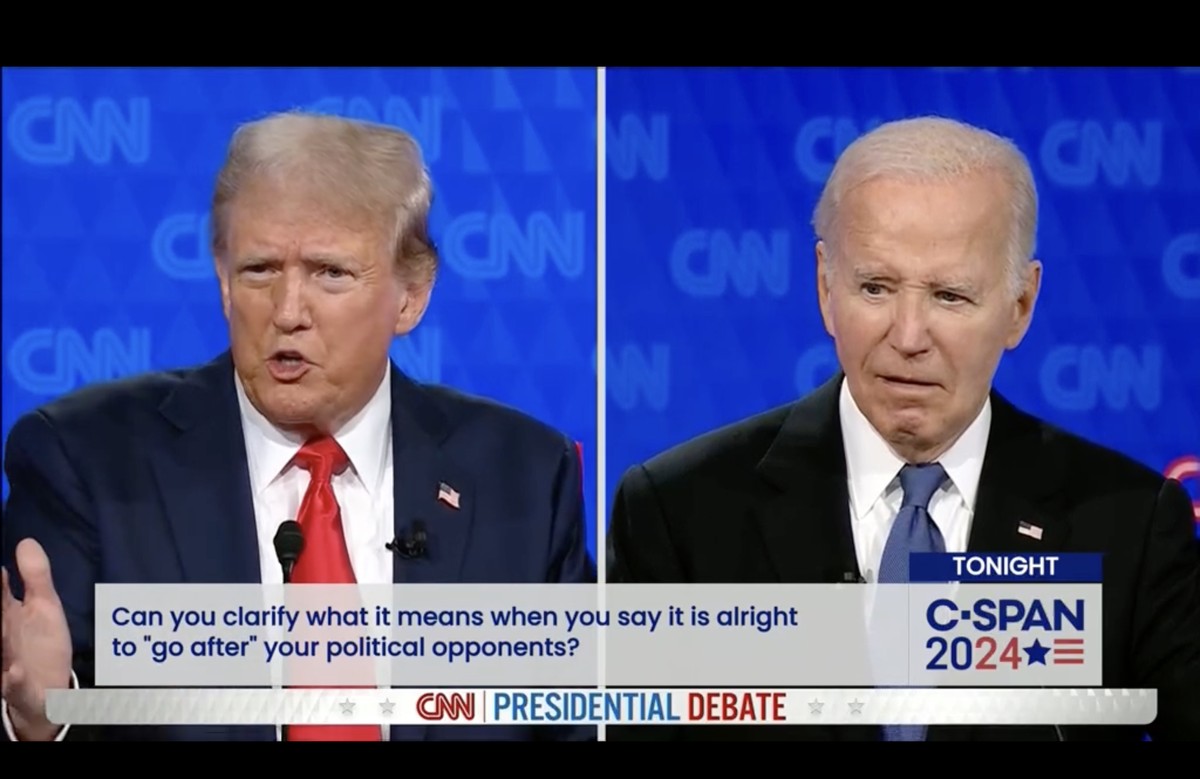 Ex-President Donald Trump (left) and President Joe Biden (right) during their debate on June 27.