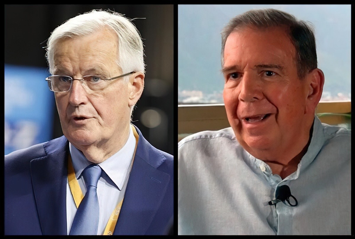 Split image showing Michel Barnier, left, and Edmundo González, right.